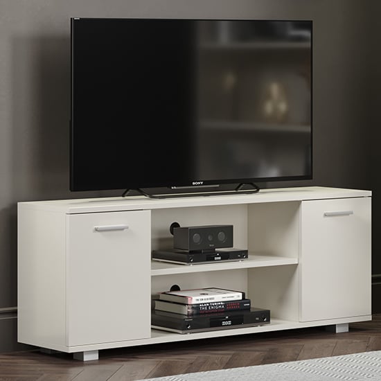 Photo of Louth high gloss 2 doors and 1 shelf tv stand in white