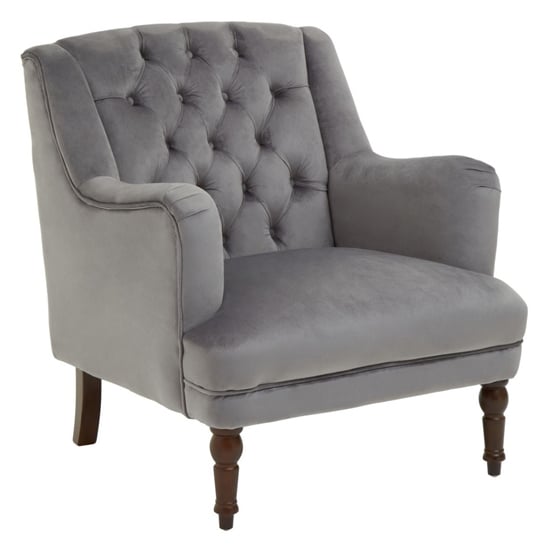 Product photograph of Lillie Velvet Upholstered Armchair In Grey from Furniture in Fashion
