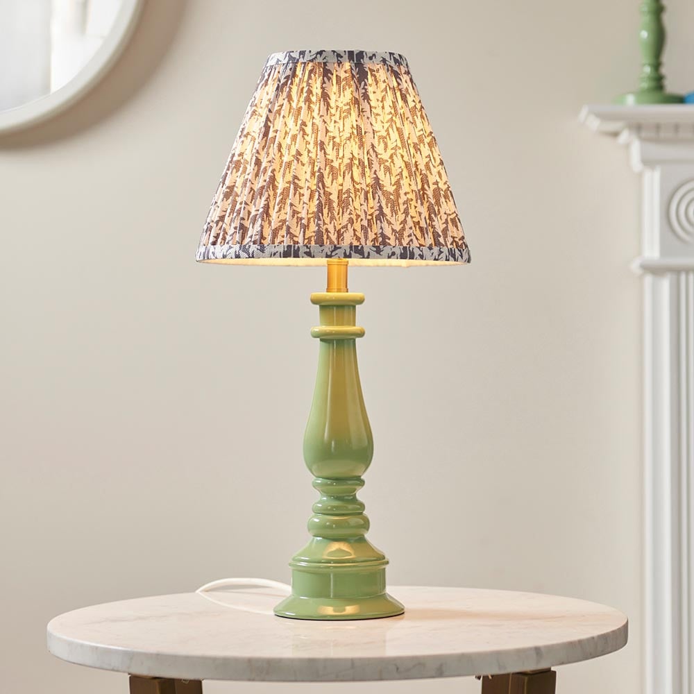 Product photograph of Lincoln Pearl Grey 25cm Shade Resin Table Lamp In Cotswold Green from Furniture in Fashion