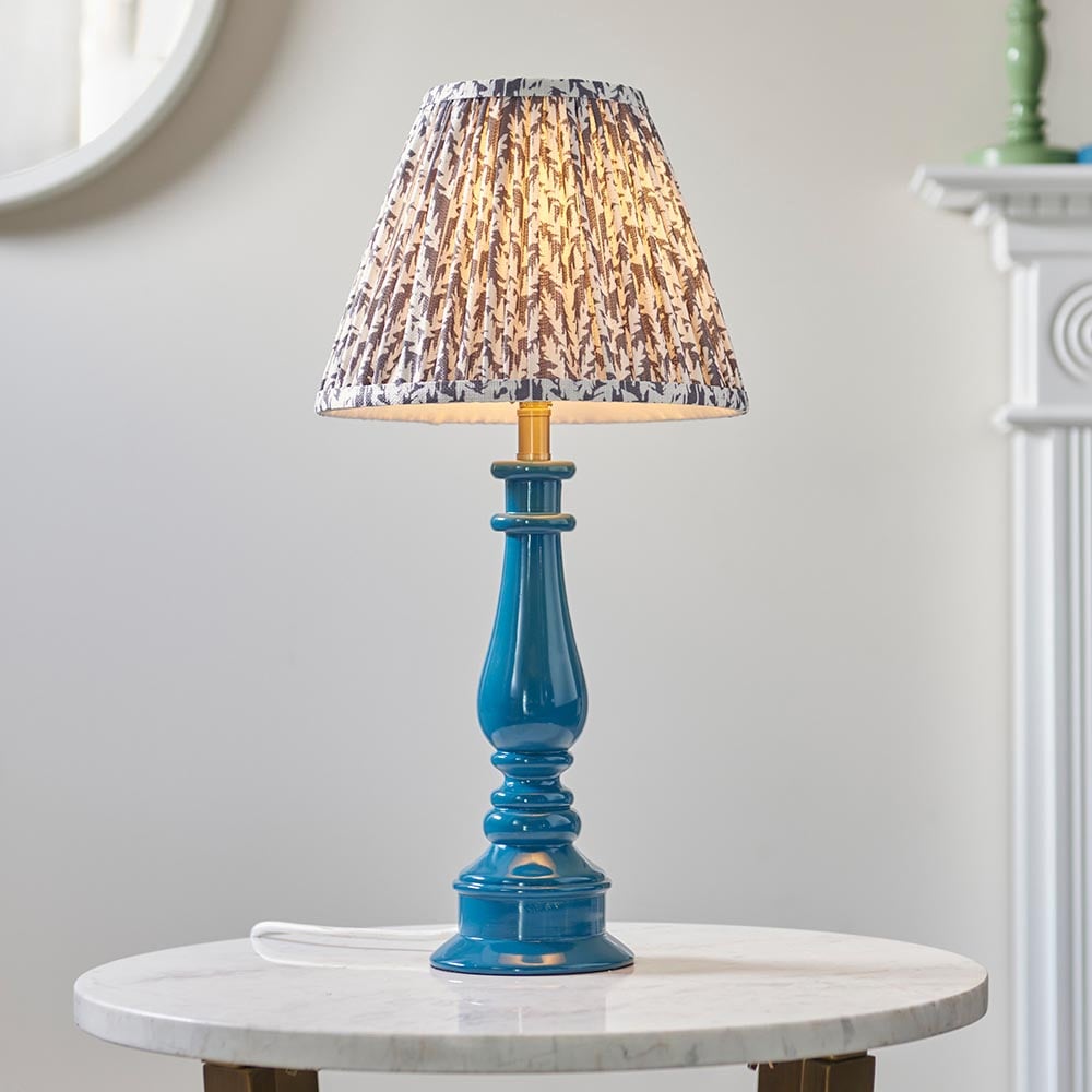 Product photograph of Lincoln Pearl Grey 25cm Shade Resin Table Lamp In Marlin Blue from Furniture in Fashion