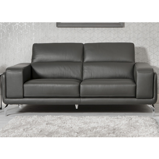 Linea Faux Leather Fixed 3 Seater Sofa In Grey | Furniture in Fashion