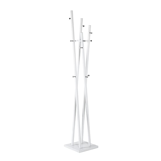 Product photograph of Lisboa Metal 12 Hooks Coat Stand In White And Chrome from Furniture in Fashion