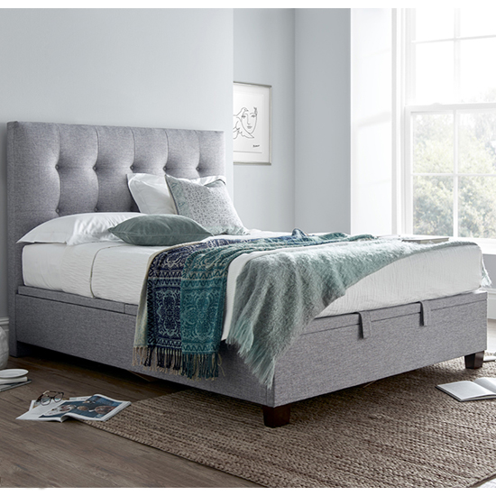 Photo of Lisbon marbella fabric ottoman king size bed in grey