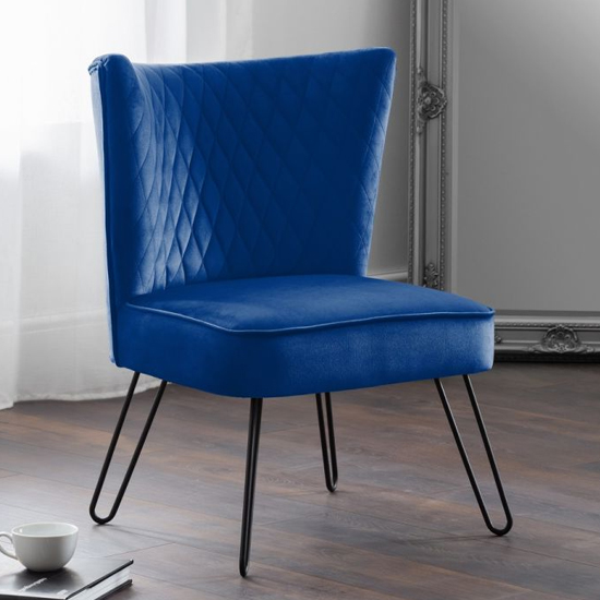 Read more about Lalette velvet bedroom chair in blue