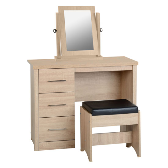 Product photograph of Laggan Wooden 3pc Dressing Table Set In Black Wood Grain from Furniture in Fashion