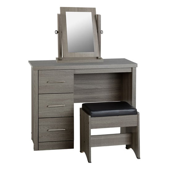 Product photograph of Laggan Wooden 3pc Dressing Table Set In Light Oak Effect Veneer from Furniture in Fashion