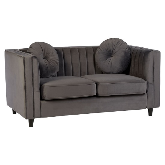 Lismore Upholstered Velvet 2 Seater Sofa In Grey | Furniture in Fashion