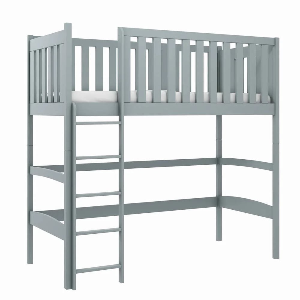 lititz wooden bunk bed with bonnell mattress and ladder in grey