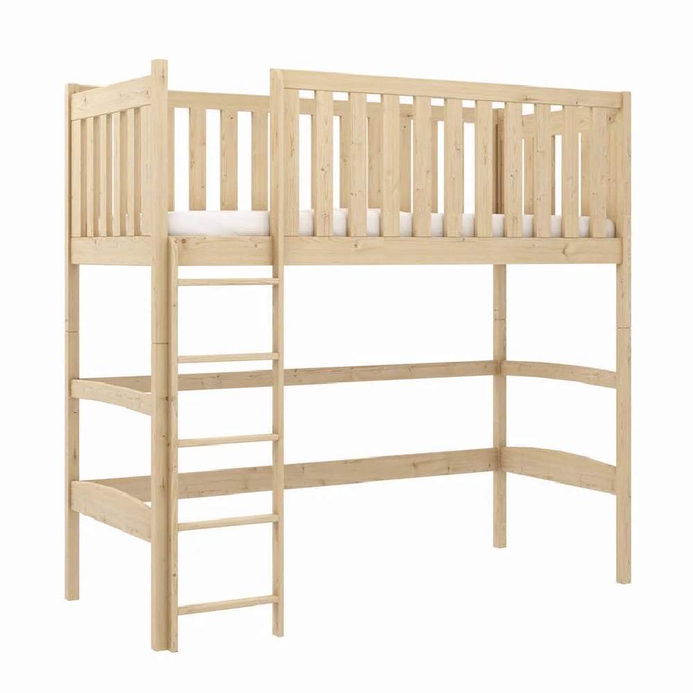 lititz wooden bunk bed with bonnell mattress and ladder in pine