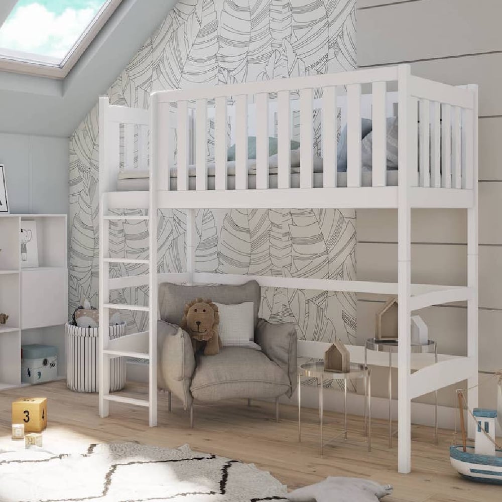 Read more about Lititz wooden bunk bed with bonnell mattress and ladder in white