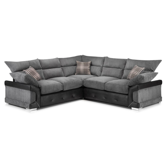 Product photograph of Litzy Fabric Large Corner Sofa In Black And Grey from Furniture in Fashion