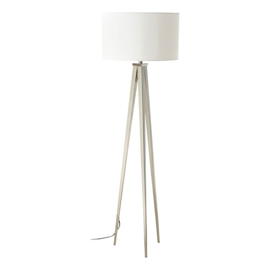 Product photograph of Livica White Fabric Shade Floor Lamp With Tripod Base from Furniture in Fashion