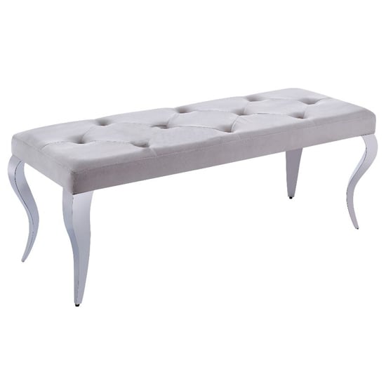 Product photograph of Liyam Large Velvet Upholstered Dining Bench In Cream from Furniture in Fashion
