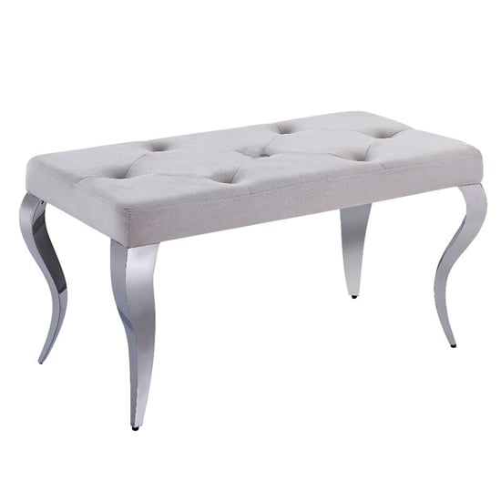 Read more about Liyam small velvet upholstered dining bench in cream