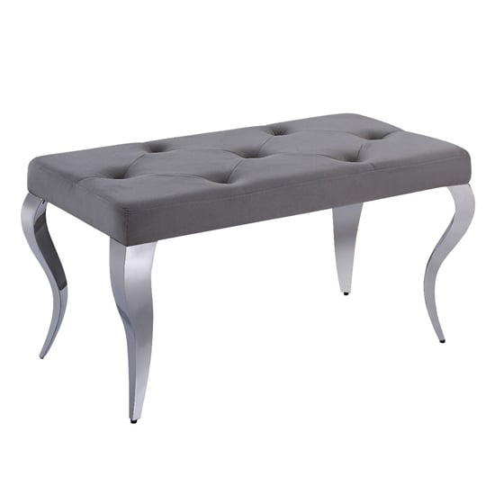Read more about Liyam small velvet upholstered dining bench in grey
