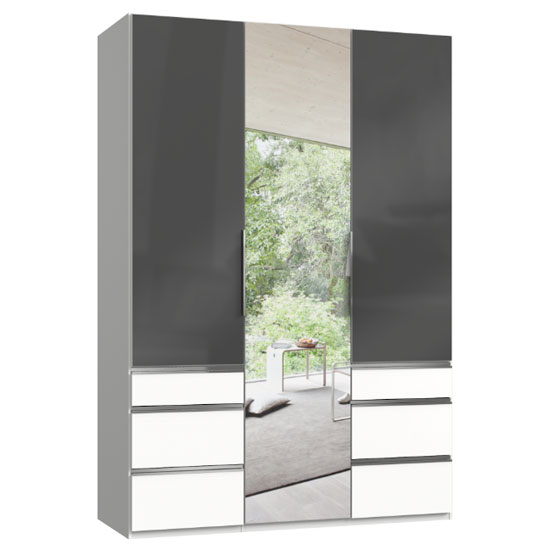 Read more about Lloyd mirrored 3 doors wardrobe in gloss grey and white