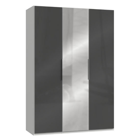 Read more about Lloyd mirrored wardrobe in gloss grey and white 3 doors