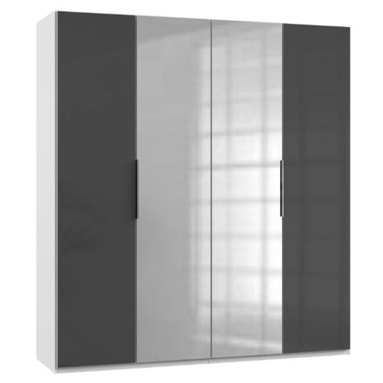 Read more about Lloyd mirrored wardrobe in gloss grey and white 4 doors