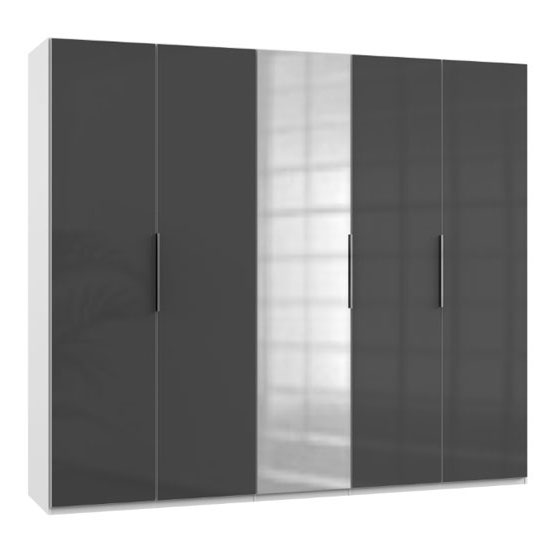 Read more about Lloyd mirrored wardrobe in gloss grey and white 5 doors