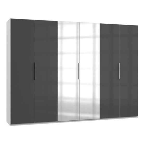 Read more about Lloyd mirrored wardrobe in gloss grey and white 6 doors