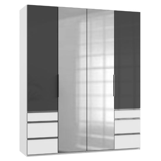 Read more about Lloyd tall 4 doors mirrored wardrobe in gloss grey and white