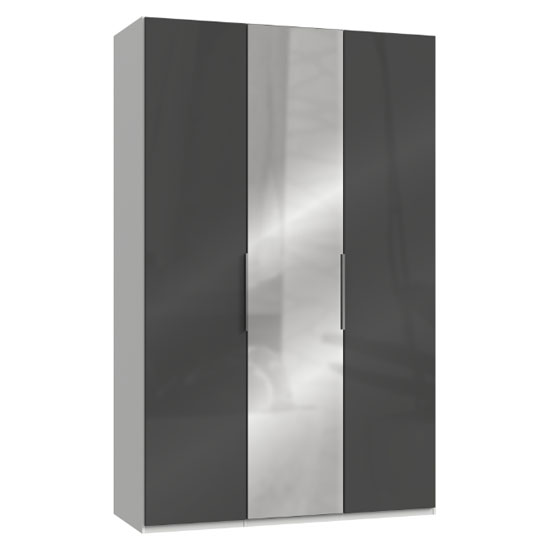 Read more about Lloyd tall mirrored wardrobe in gloss grey and white 3 doors