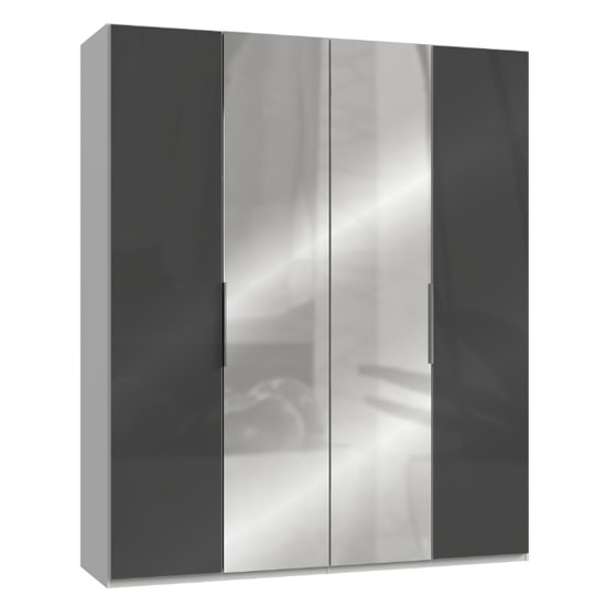 Read more about Lloyd tall mirrored wardrobe in gloss grey and white 4 doors