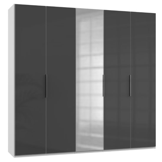 Read more about Lloyd tall mirrored wardrobe in gloss grey and white 5 doors