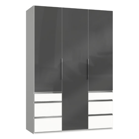 Read more about Lloyd wooden 3 doors wardrobe in gloss grey and white
