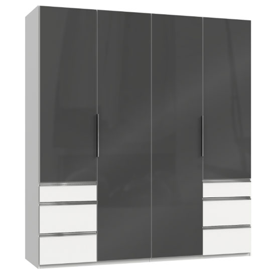 Read more about Lloyd wooden 4 doors wardrobe in gloss grey and white