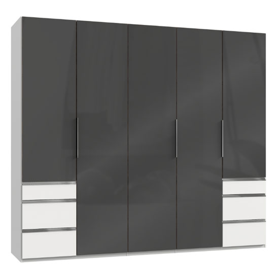 Read more about Lloyd wooden 5 doors wardrobe in gloss grey and white