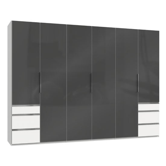 Read more about Lloyd wooden 6 doors wardrobe in gloss grey and white