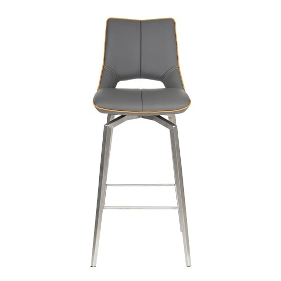 Photo of Mosul bar chair in graphite grey and brushed steel legs