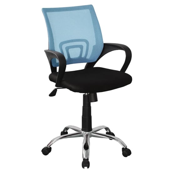 Photo of Leith fabric blue mesh back study chair in black