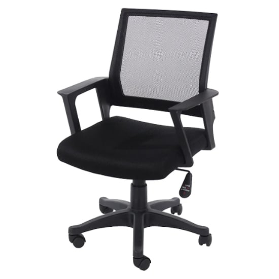 Product photograph of Leith Fabric Home And Office Chair In Black With Arms from Furniture in Fashion