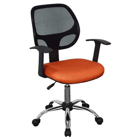 Product photograph of Leith Fabric Home And Office Chair In Black With Orange Seat from Furniture in Fashion