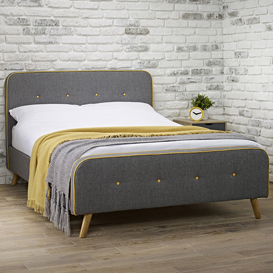 Product photograph of Lofting Fabric King Size Bed In Grey from Furniture in Fashion