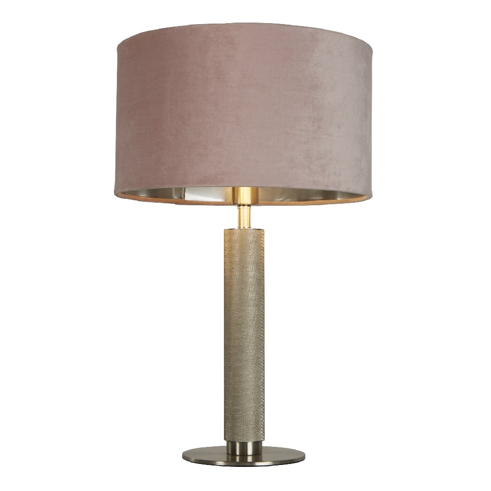 London Pink Velvet Shade Table Lamp In Satin Silver | Furniture in Fashion