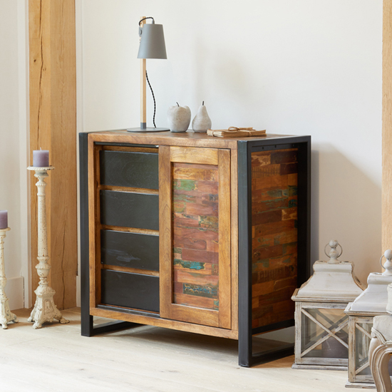 Read more about London urban chic wooden 1 door and 4 drawers sideboard