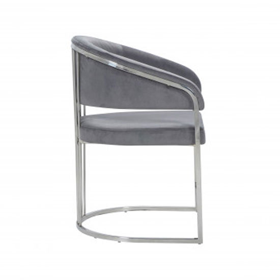 Longi Grey Velvet Dining Chair In Pair With Silver Legs Sale