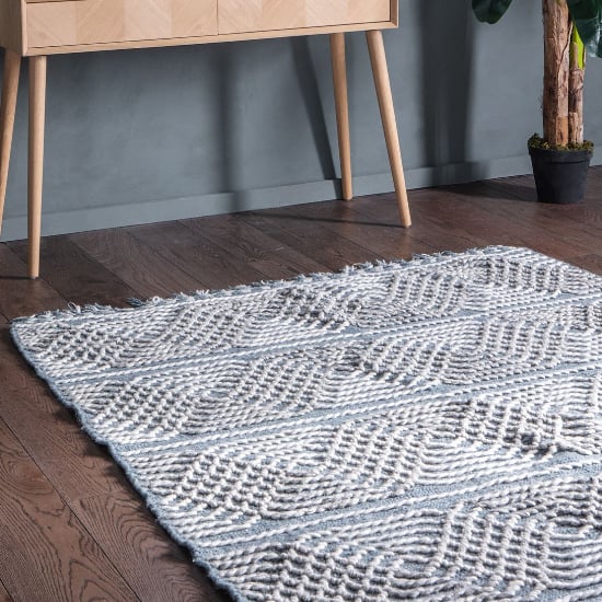 Product photograph of Lopaco Rectangular Fabric Rug In Blue from Furniture in Fashion