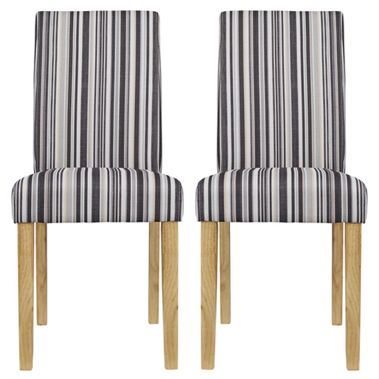 Product photograph of Lorenz Striped Fabric Dining Chairs In Pair from Furniture in Fashion