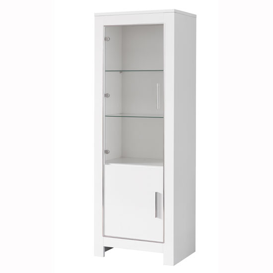 Product photograph of Lorenz Glass Display Cabinet In White High Gloss With Led from Furniture in Fashion