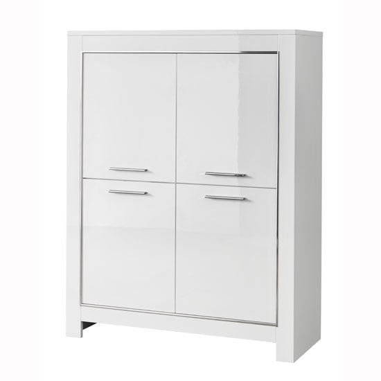 View Lorenz modern bar unit in white high gloss with 4 doors