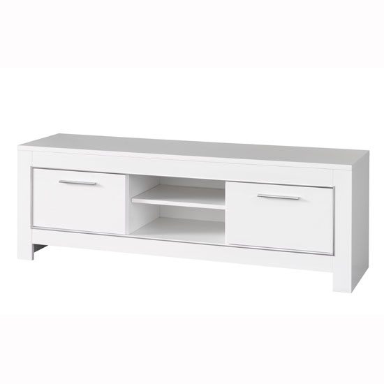 Photo of Lorenz modern tv stand in white high gloss with 2 doors