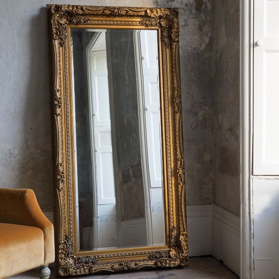 Photo of Louisa rectangular leaner mirror in gold frame
