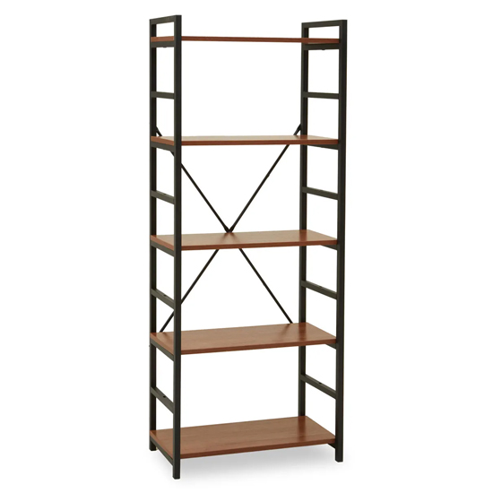 Product photograph of Loxton Wooden 5 Tier Shelving Unit In Red Pomelo from Furniture in Fashion