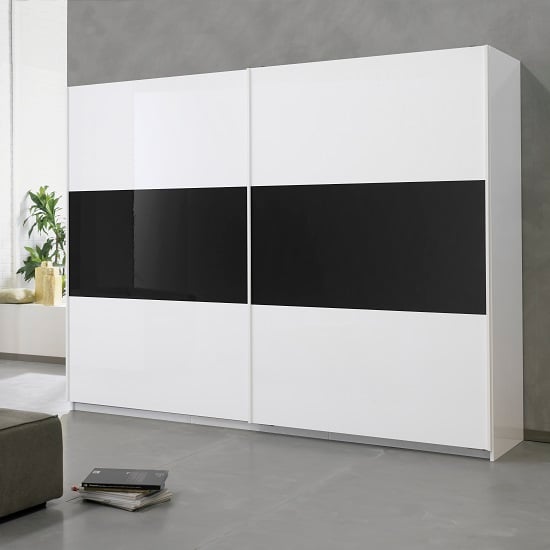 Luciano Sliding Wardrobe Extra Large In White And Black Gloss