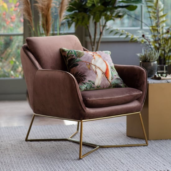Product photograph of Lucita Upholstered Velvet Armchair In Chocolate from Furniture in Fashion
