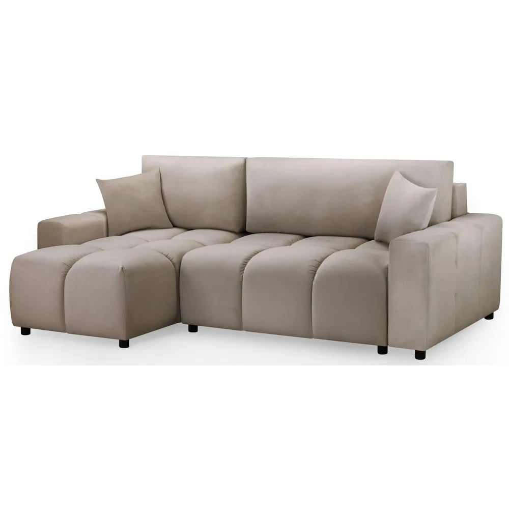 lufkin fabric left hand corner sofa bed in mocha